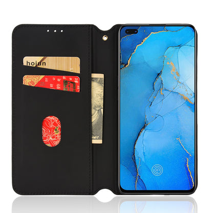 For Oppo Reno3 Pro 5G/Find X2 Neo Anti-scratch Wallet Stand PU Leather Shell Imprinting Rhombus Phone Case