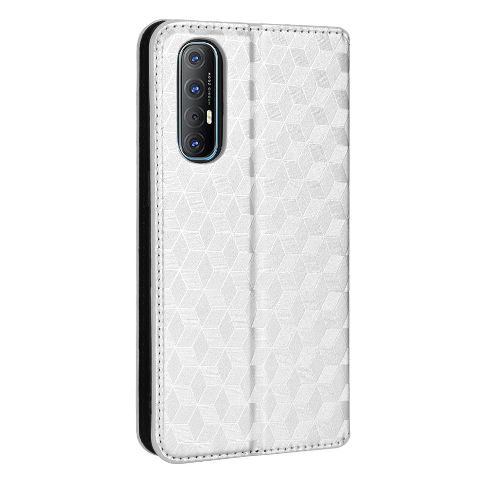 For Oppo Reno3 Pro 5G/Find X2 Neo Anti-scratch Wallet Stand PU Leather Shell Imprinting Rhombus Phone Case