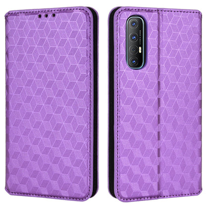 For Oppo Reno3 Pro 5G/Find X2 Neo Anti-scratch Wallet Stand PU Leather Shell Imprinting Rhombus Phone Case