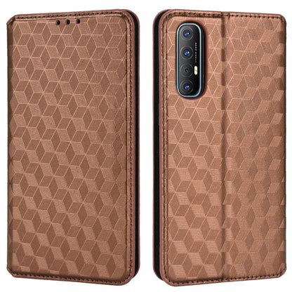 For Oppo Reno3 Pro 5G/Find X2 Neo Anti-scratch Wallet Stand PU Leather Shell Imprinting Rhombus Phone Case