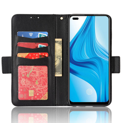 For Oppo F17 Pro/A93 4G/Reno4 Lite/Reno4 F Litchi Texture PU Leather + TPU Cover Full Protection Wallet Stand Phone Case