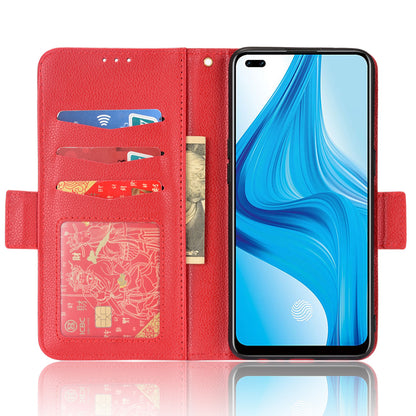 For Oppo F17 Pro/A93 4G/Reno4 Lite/Reno4 F Litchi Texture PU Leather + TPU Cover Full Protection Wallet Stand Phone Case