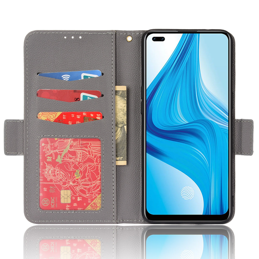 For Oppo F17 Pro/A93 4G/Reno4 Lite/Reno4 F Litchi Texture PU Leather + TPU Cover Full Protection Wallet Stand Phone Case