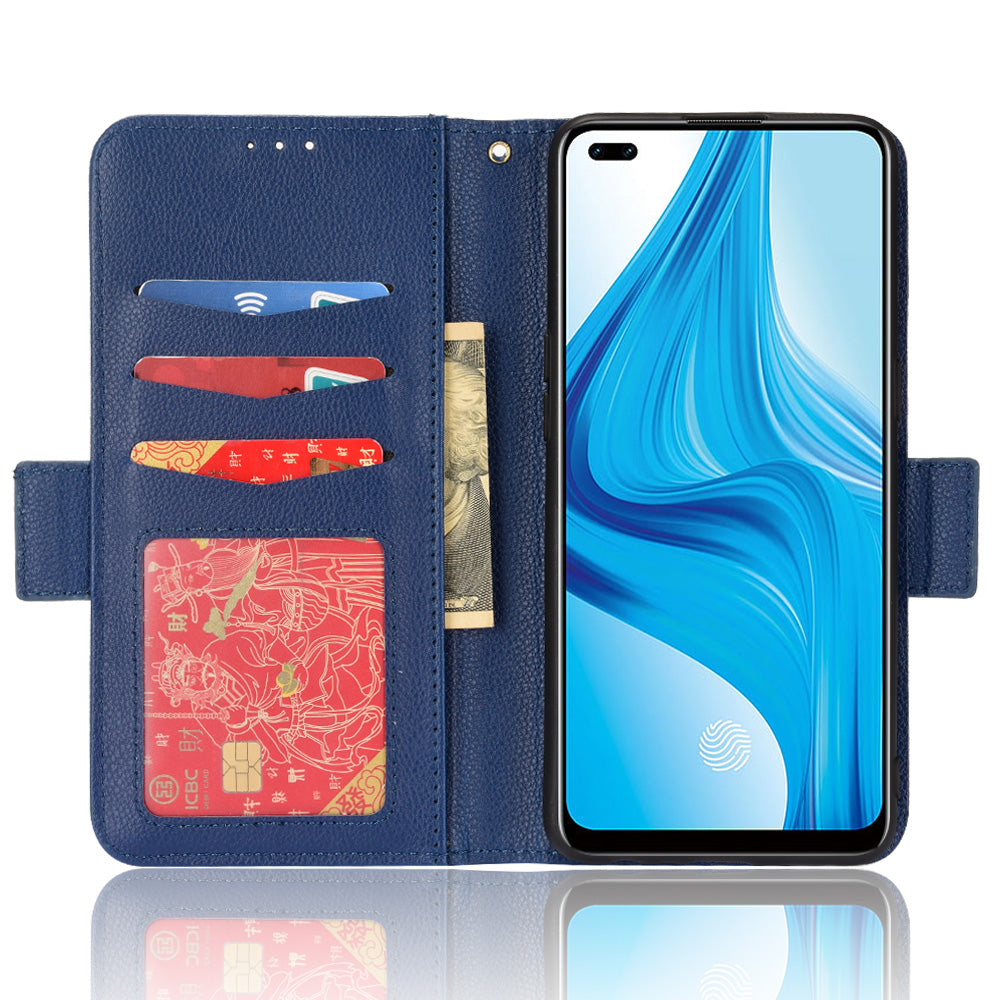 For Oppo F17 Pro/A93 4G/Reno4 Lite/Reno4 F Litchi Texture PU Leather + TPU Cover Full Protection Wallet Stand Phone Case