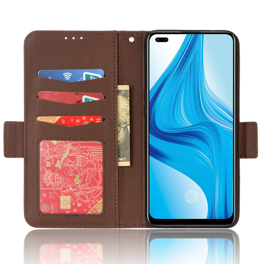 For Oppo F17 Pro/A93 4G/Reno4 Lite/Reno4 F Litchi Texture PU Leather + TPU Cover Full Protection Wallet Stand Phone Case