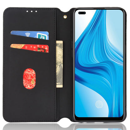 For Oppo F17 Pro/A93 4G/Reno4 Lite/Reno4 F Imprinting Rhombus Magnetic Closure PU Leather Cover Stand Wallet Phone Case