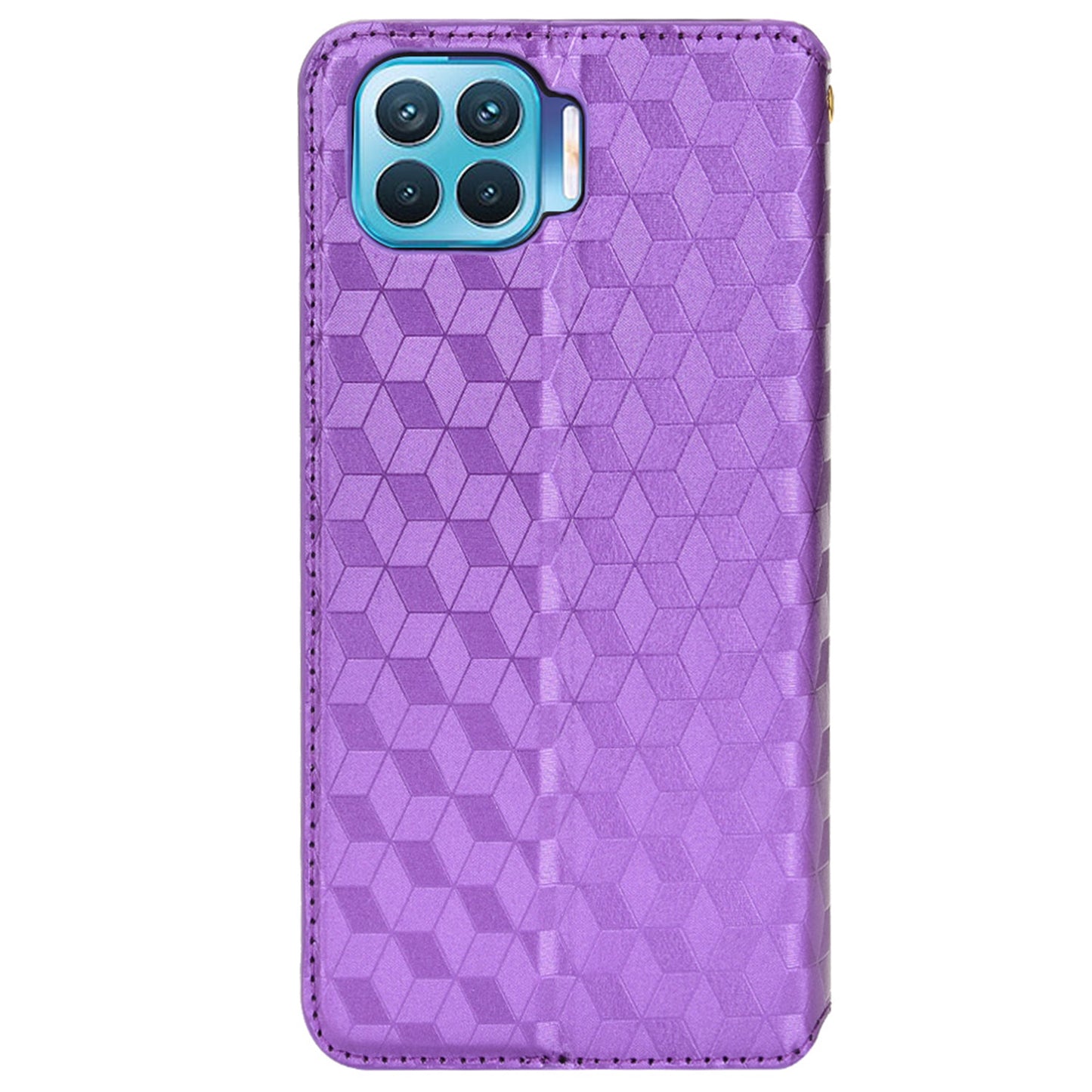 For Oppo F17 Pro/A93 4G/Reno4 Lite/Reno4 F Imprinting Rhombus Magnetic Closure PU Leather Cover Stand Wallet Phone Case