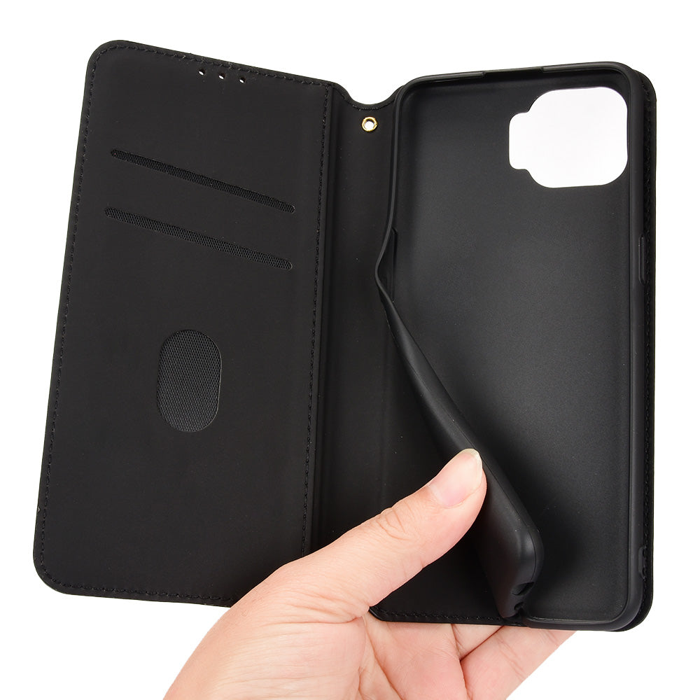 For Oppo F17 Pro/A93 4G/Reno4 Lite/Reno4 F Imprinting Rhombus Magnetic Closure PU Leather Cover Stand Wallet Phone Case