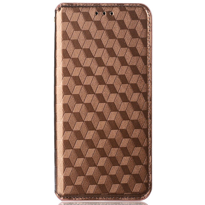 For Oppo F17 Pro/A93 4G/Reno4 Lite/Reno4 F Imprinting Rhombus Magnetic Closure PU Leather Cover Stand Wallet Phone Case