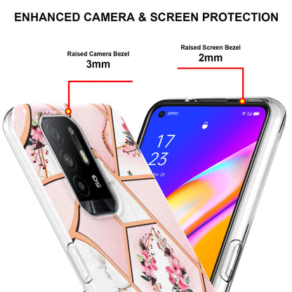 LB1 Series for Oppo A94 5G/A95 5G Soft Touch Marble Cell Phone Case, Anti-fingerprint Electroplating Soft TPU IMD Anti-scratch Cover