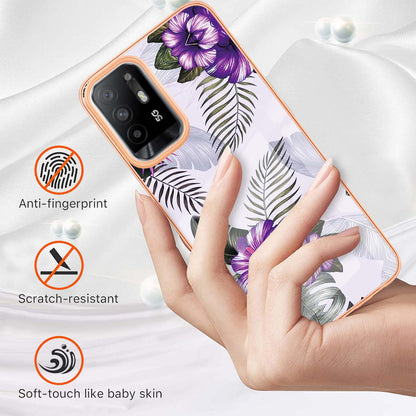 LB1 Series for Oppo A94 5G/A95 5G Soft Touch Marble Cell Phone Case, Anti-fingerprint Electroplating Soft TPU IMD Anti-scratch Cover