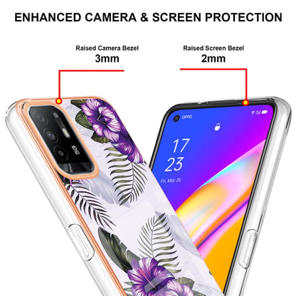 LB1 Series for Oppo A94 5G/A95 5G Soft Touch Marble Cell Phone Case, Anti-fingerprint Electroplating Soft TPU IMD Anti-scratch Cover