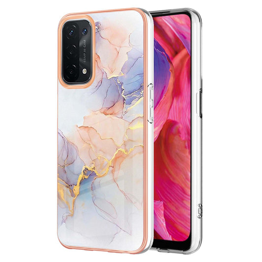 LB1 Series Marble Slim Shockproof Case for Oppo A74 5G / A93 5G / A54 5G / A93s 5G, Electroplating Soft TPU Protection IMD Cover