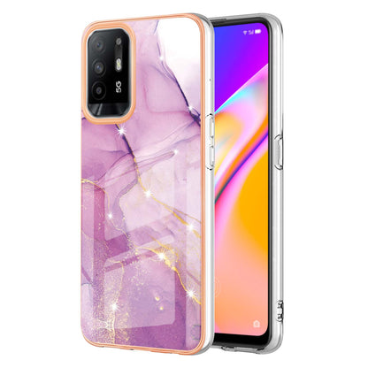 LB3 Series Marble Shockproof Protective Case for Oppo A94 5G / A95 5G, Electroplating IMD Slim Flexible TPU Phone Cover