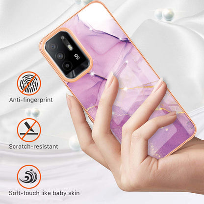 LB3 Series Marble Shockproof Protective Case for Oppo A94 5G / A95 5G, Electroplating IMD Slim Flexible TPU Phone Cover