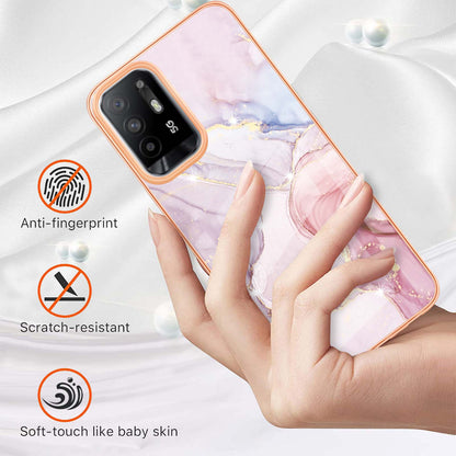 LB3 Series Marble Shockproof Protective Case for Oppo A94 5G / A95 5G, Electroplating IMD Slim Flexible TPU Phone Cover