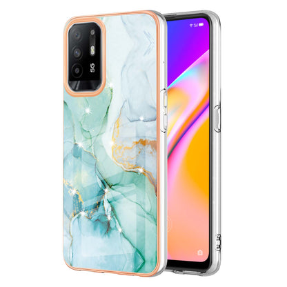 LB3 Series Marble Shockproof Protective Case for Oppo A94 5G / A95 5G, Electroplating IMD Slim Flexible TPU Phone Cover