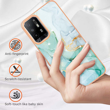 LB3 Series Marble Shockproof Protective Case for Oppo A94 5G / A95 5G, Electroplating IMD Slim Flexible TPU Phone Cover