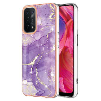 LB3 Series Marble TPU Phone Case for Oppo A74 5G / A93 5G / A54 5G / A93s 5G, IMD Electroplated Edge Anti-Fall Heavy Duty Protective Cover