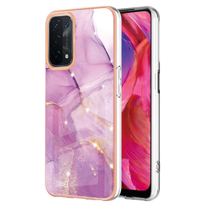 LB3 Series Marble TPU Phone Case for Oppo A74 5G / A93 5G / A54 5G / A93s 5G, IMD Electroplated Edge Anti-Fall Heavy Duty Protective Cover