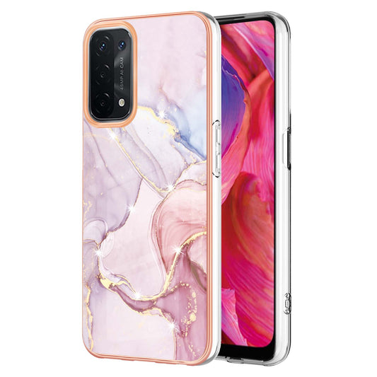 LB3 Series Marble TPU Phone Case for Oppo A74 5G / A93 5G / A54 5G / A93s 5G, IMD Electroplated Edge Anti-Fall Heavy Duty Protective Cover