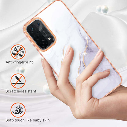 LB3 Series Marble TPU Phone Case for Oppo A74 5G / A93 5G / A54 5G / A93s 5G, IMD Electroplated Edge Anti-Fall Heavy Duty Protective Cover