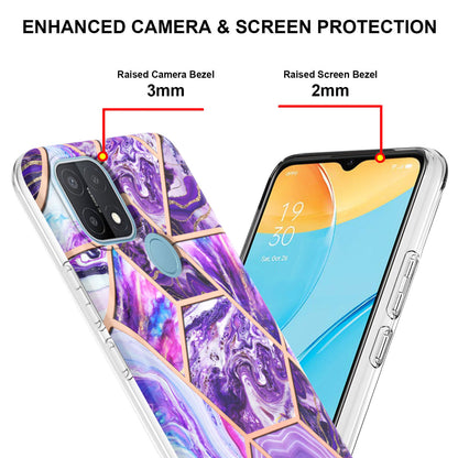 LB4 Series Electroplating Marble Style Phone Case for OPPO A15 / A15s, Double-sided IMD Soft TPU Protective Anti-Scratch Cover