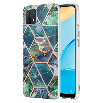 LB4 Series Electroplating Marble Style Phone Case for OPPO A15 / A15s, Double-sided IMD Soft TPU Protective Anti-Scratch Cover