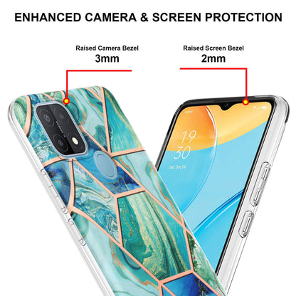 LB4 Series Electroplating Marble Style Phone Case for OPPO A15 / A15s, Double-sided IMD Soft TPU Protective Anti-Scratch Cover