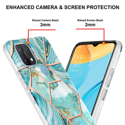 LB4 Series Electroplating Marble Style Phone Case for OPPO A15 / A15s, Double-sided IMD Soft TPU Protective Anti-Scratch Cover