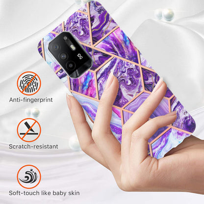 LB4 Series Marble Style Soft TPU Phone Case for Oppo A94 5G / A95 5G, IMD IML Workmanship Electroplating Shockproof Protective Back Cover Shell