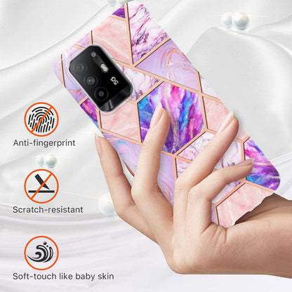 LB4 Series Marble Style Soft TPU Phone Case for Oppo A94 5G / A95 5G, IMD IML Workmanship Electroplating Shockproof Protective Back Cover Shell