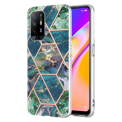 LB4 Series Marble Style Soft TPU Phone Case for Oppo A94 5G / A95 5G, IMD IML Workmanship Electroplating Shockproof Protective Back Cover Shell