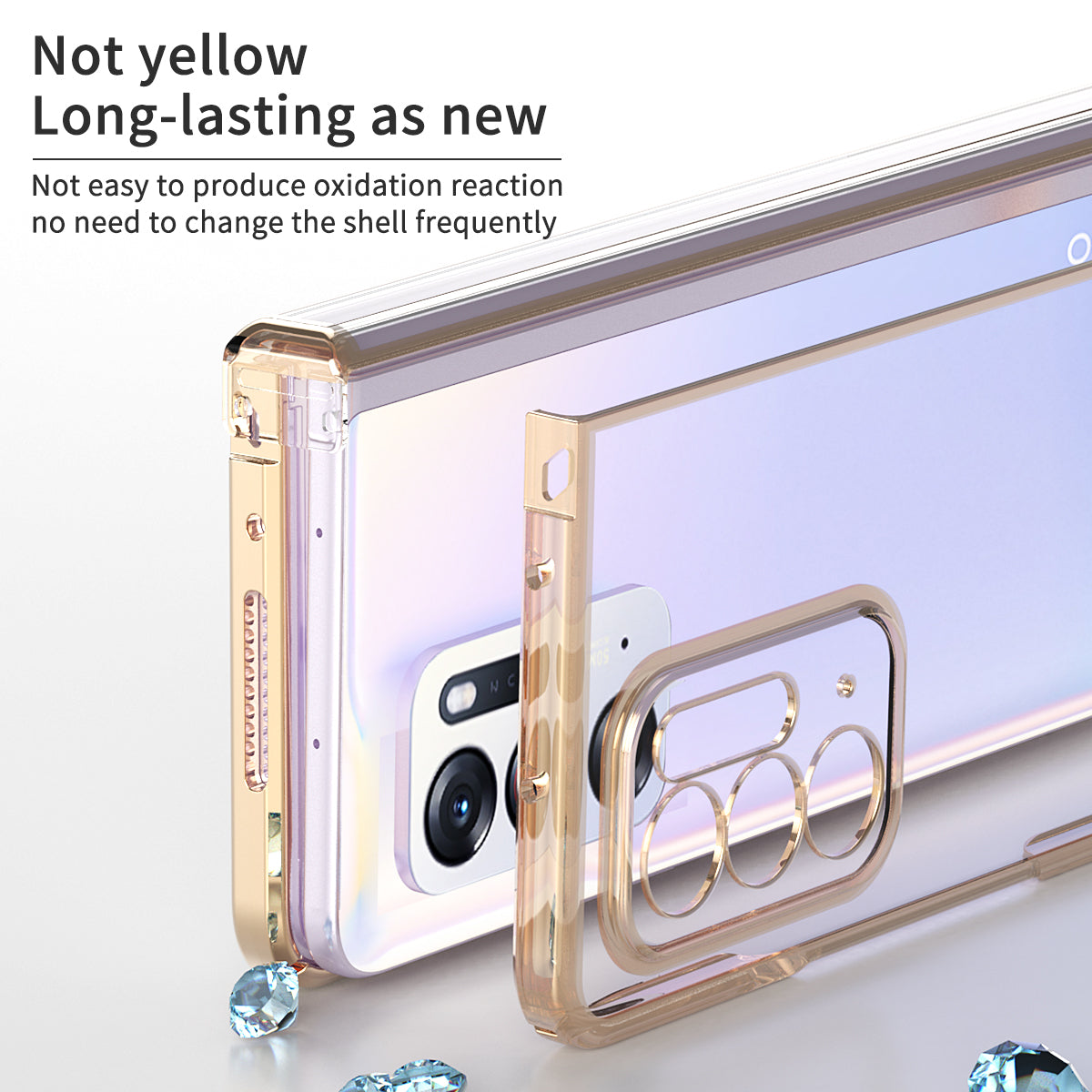 For Oppo Find N Electroplating Frame Hard PC Folding Phone Case Cover with Detachable Hinge