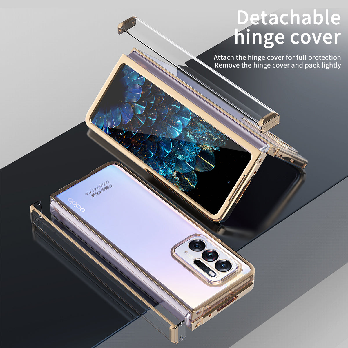 For Oppo Find N Electroplating Frame Hard PC Folding Phone Case Cover with Detachable Hinge