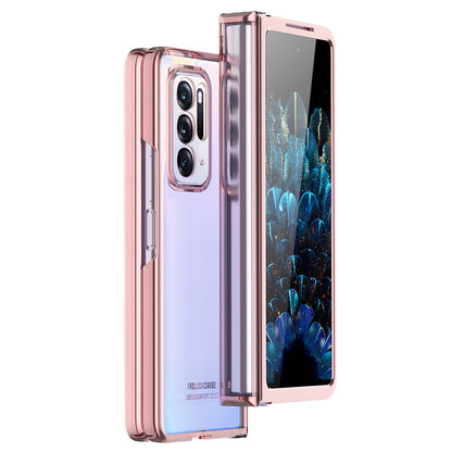 For Oppo Find N Electroplating Frame Hard PC Folding Phone Case Cover with Detachable Hinge