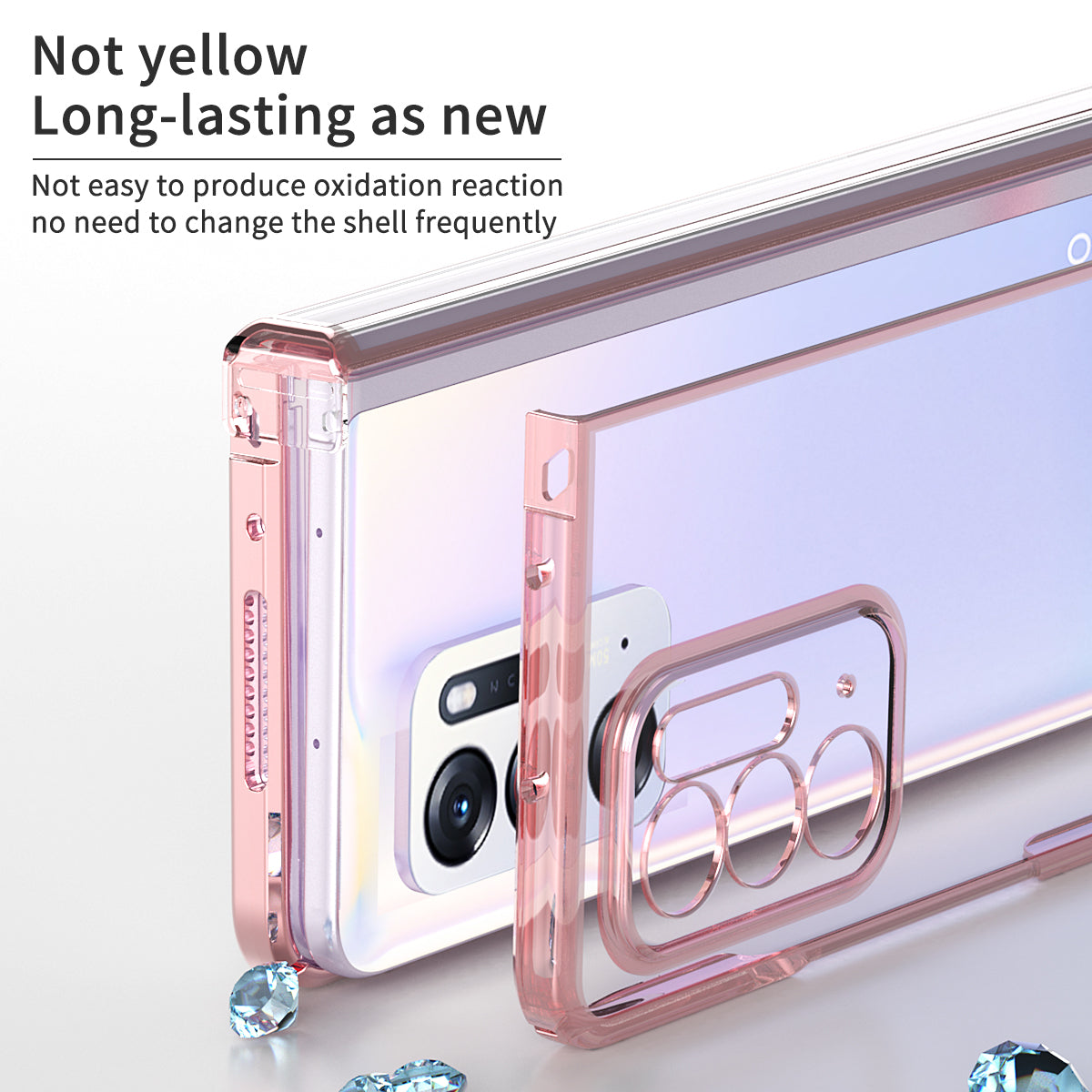 For Oppo Find N Electroplating Frame Hard PC Folding Phone Case Cover with Detachable Hinge