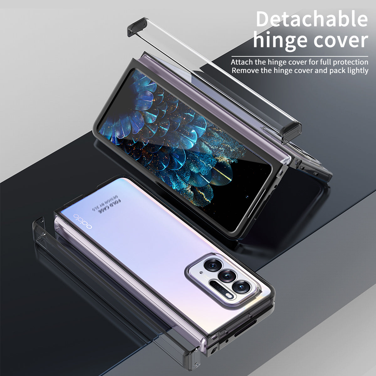 For Oppo Find N Electroplating Frame Hard PC Folding Phone Case Cover with Detachable Hinge