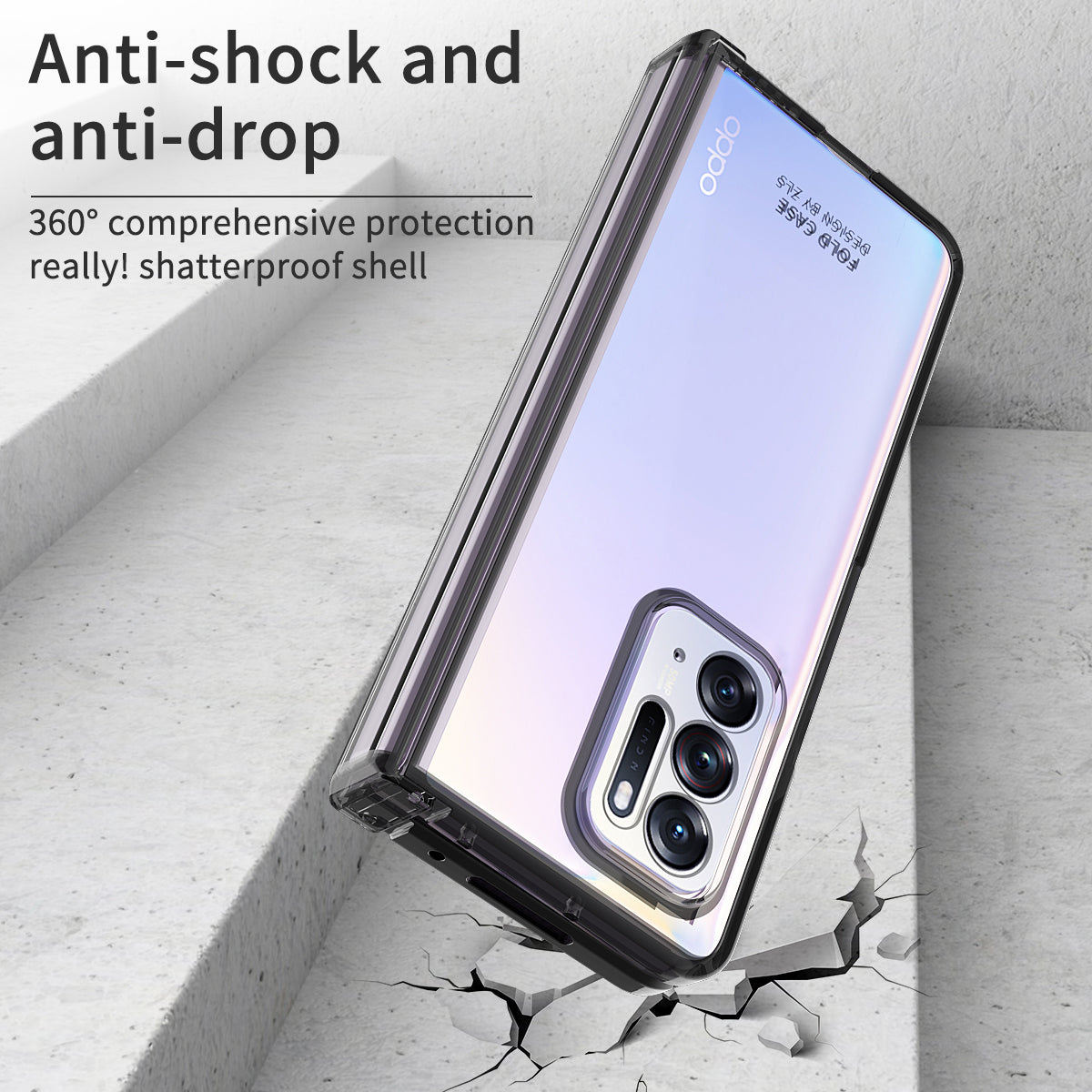 For Oppo Find N Electroplating Frame Hard PC Folding Phone Case Cover with Detachable Hinge