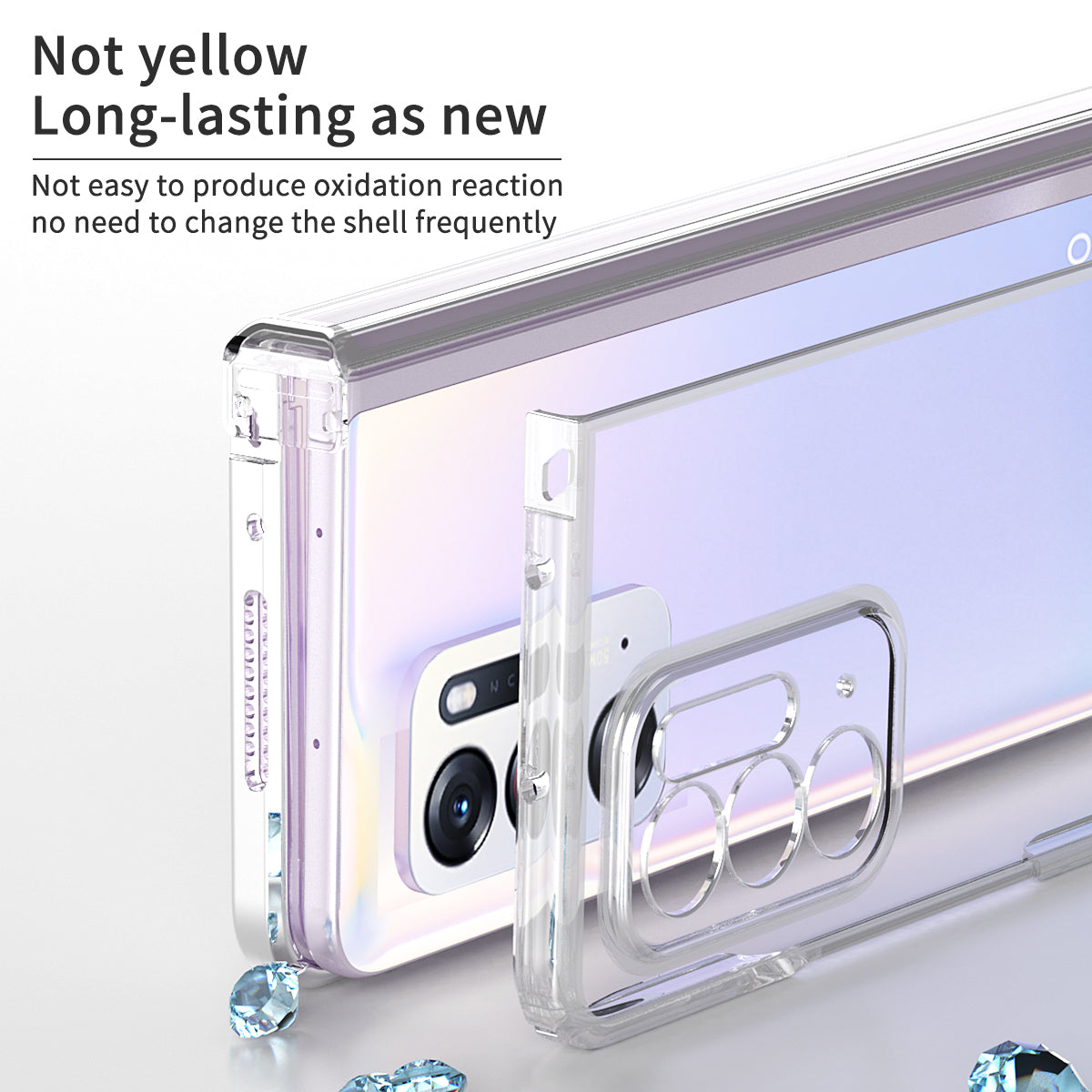 For Oppo Find N Electroplating Frame Hard PC Folding Phone Case Cover with Detachable Hinge