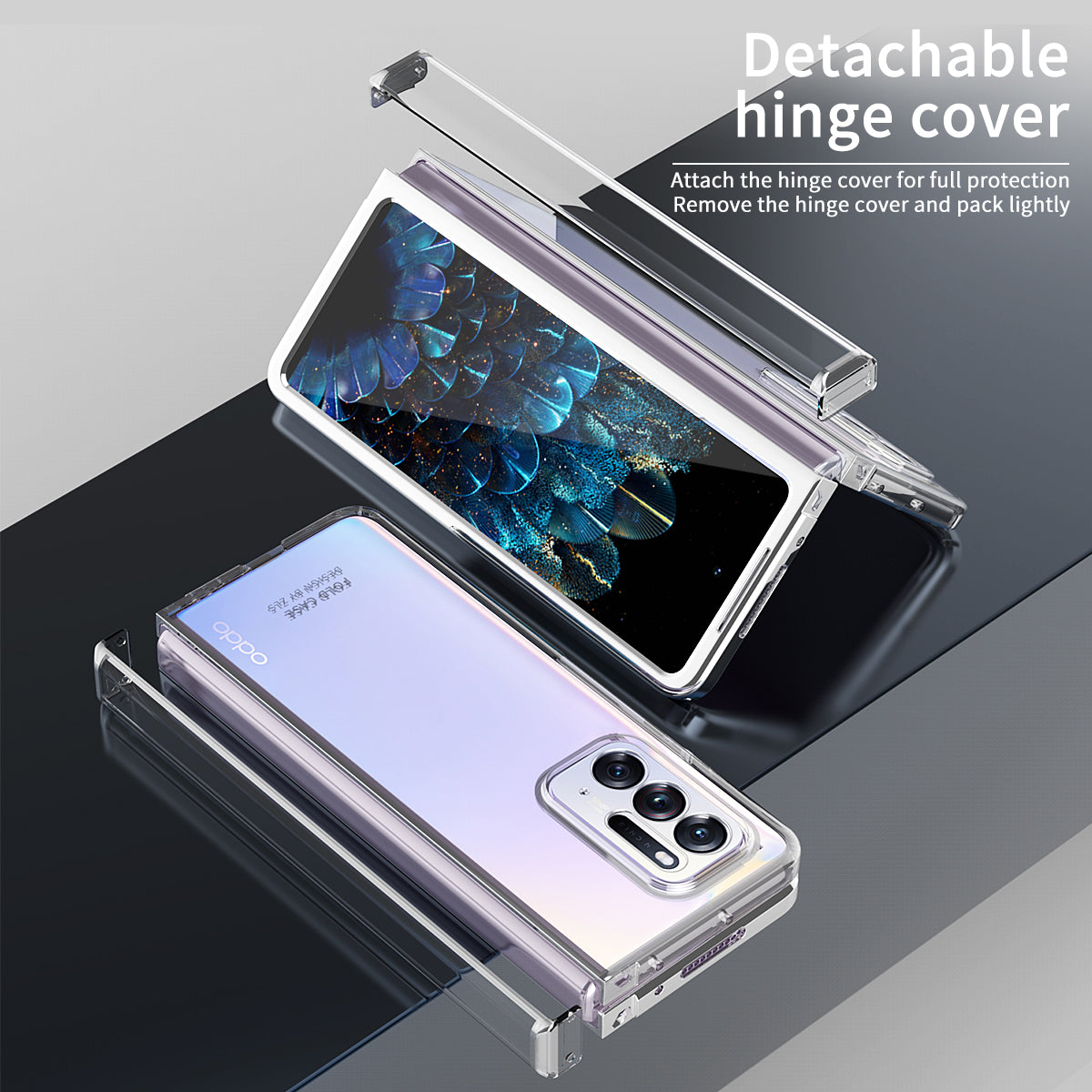 For Oppo Find N Electroplating Frame Hard PC Folding Phone Case Cover with Detachable Hinge