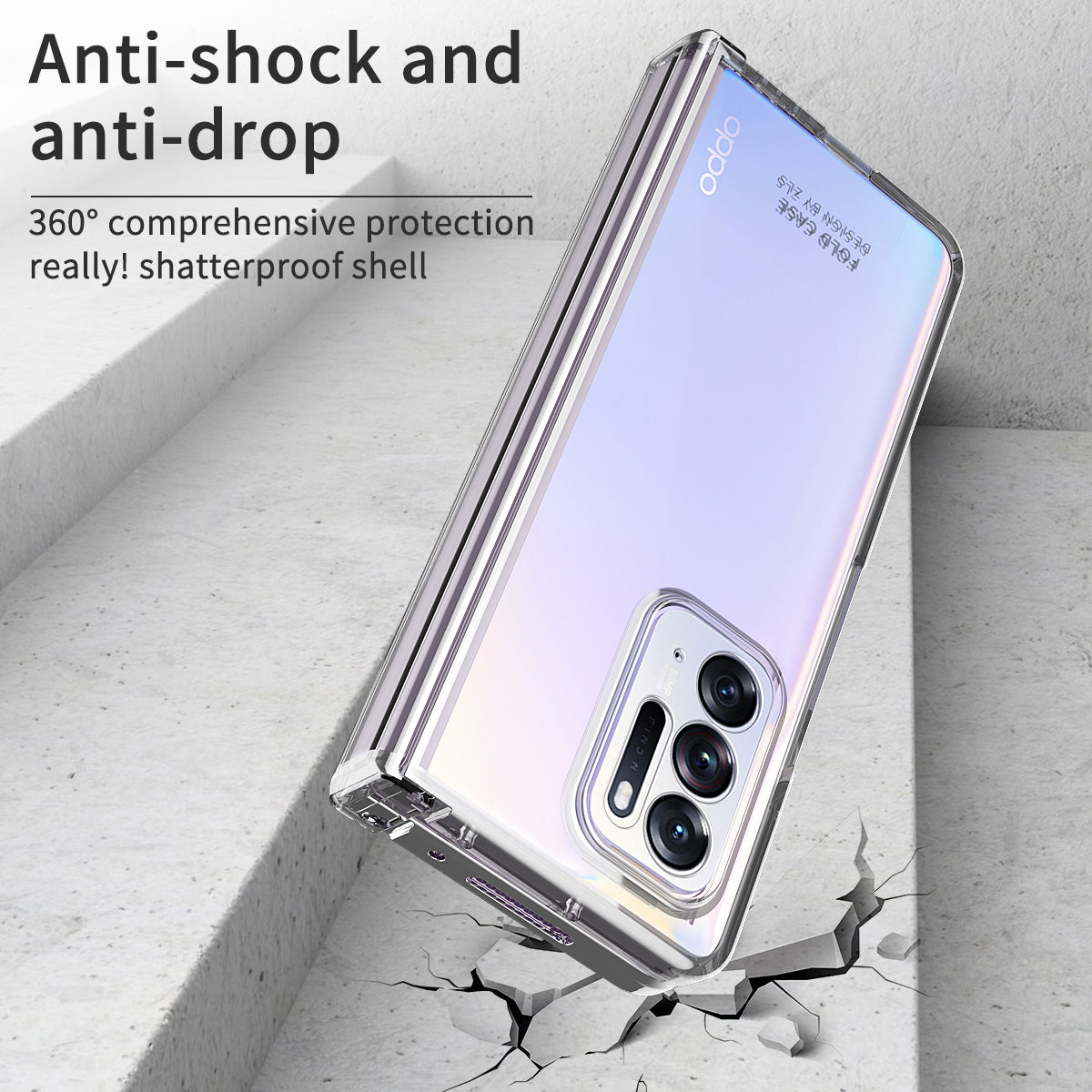 For Oppo Find N Electroplating Frame Hard PC Folding Phone Case Cover with Detachable Hinge