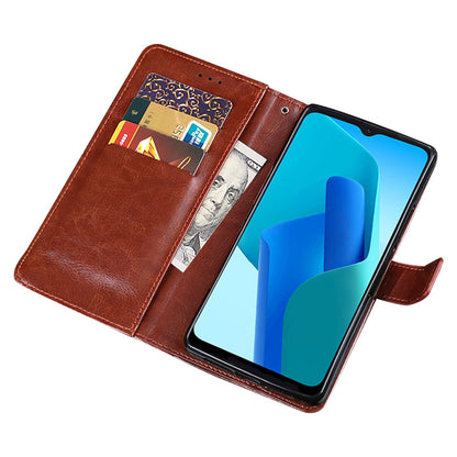 IDEWEI For Oppo A16K Crazy Horse Texture Wallet Stand PU Leather + TPU Case Phone Shell