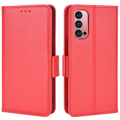 PU Leather + TPU Stand Phone Case for Oppo Reno4 Pro 5G, Litchi Texture Drop-resistant Wallet Cover