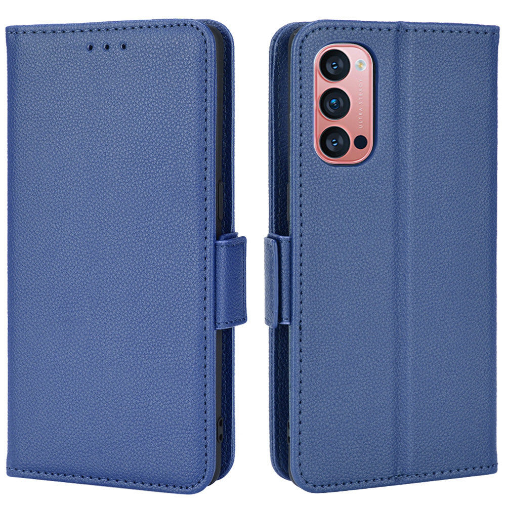 PU Leather + TPU Stand Phone Case for Oppo Reno4 Pro 5G, Litchi Texture Drop-resistant Wallet Cover