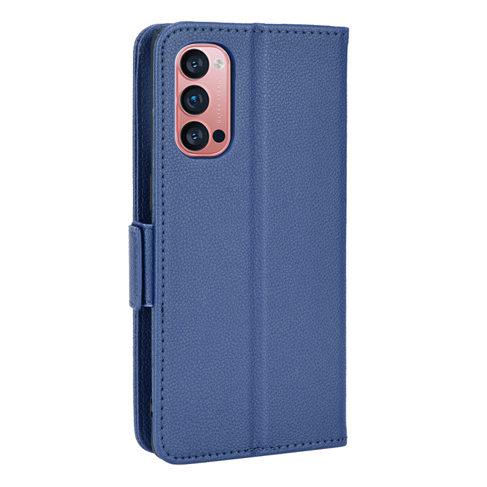 PU Leather + TPU Stand Phone Case for Oppo Reno4 Pro 5G, Litchi Texture Drop-resistant Wallet Cover