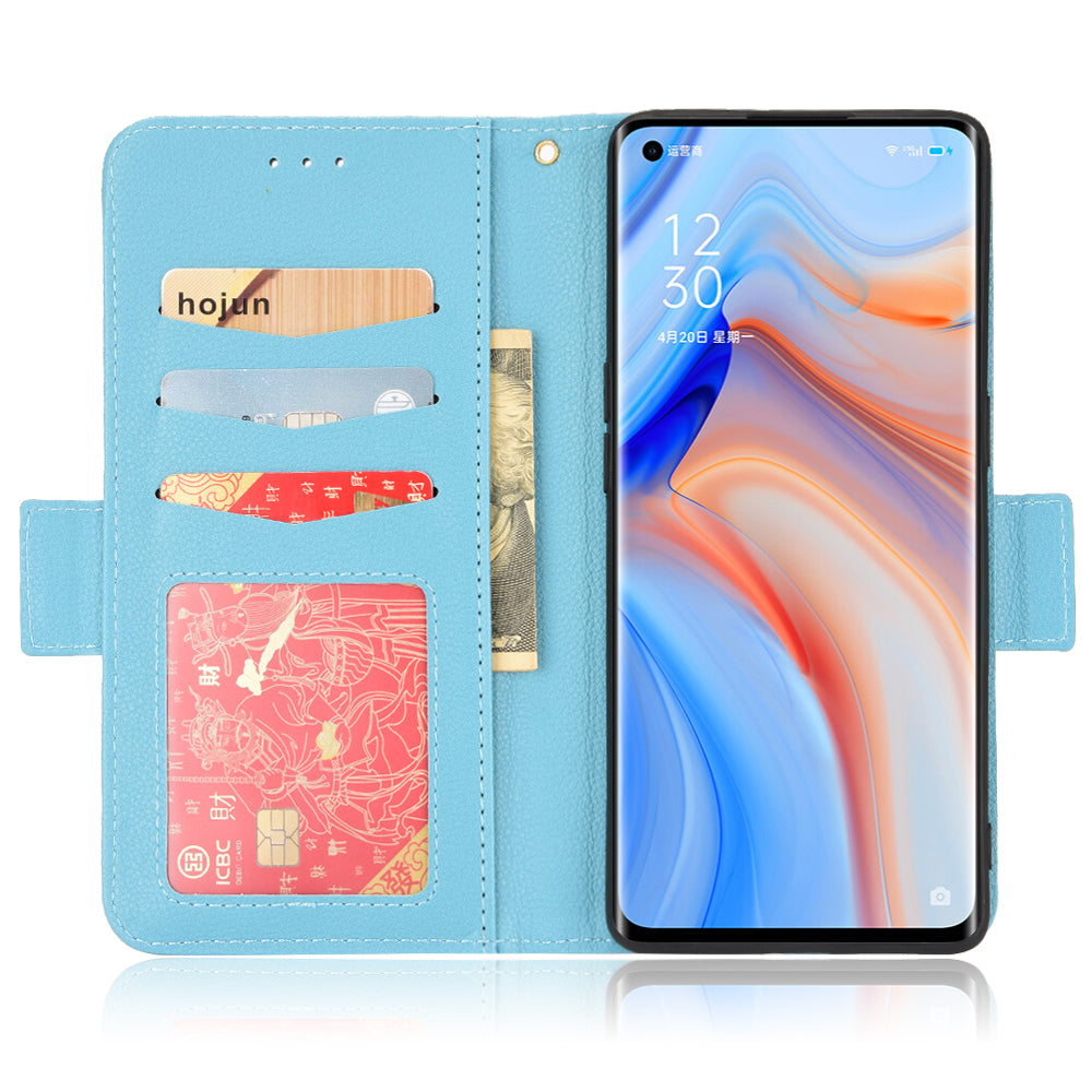 PU Leather + TPU Stand Phone Case for Oppo Reno4 Pro 5G, Litchi Texture Drop-resistant Wallet Cover