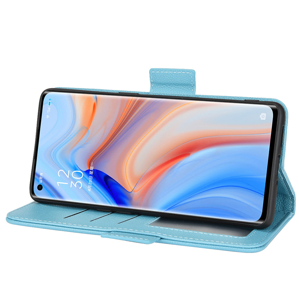 PU Leather + TPU Stand Phone Case for Oppo Reno4 Pro 5G, Litchi Texture Drop-resistant Wallet Cover