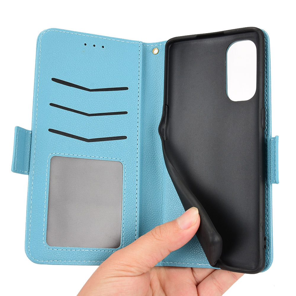 PU Leather + TPU Stand Phone Case for Oppo Reno4 Pro 5G, Litchi Texture Drop-resistant Wallet Cover