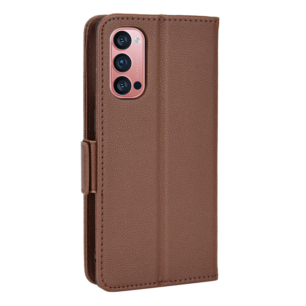 PU Leather + TPU Stand Phone Case for Oppo Reno4 Pro 5G, Litchi Texture Drop-resistant Wallet Cover